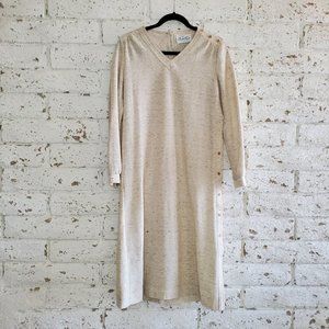 BUTTE KNIT | CREAM FLECK COTTON LINEN MIDI DRESS | SIZE XS-S | Vintage